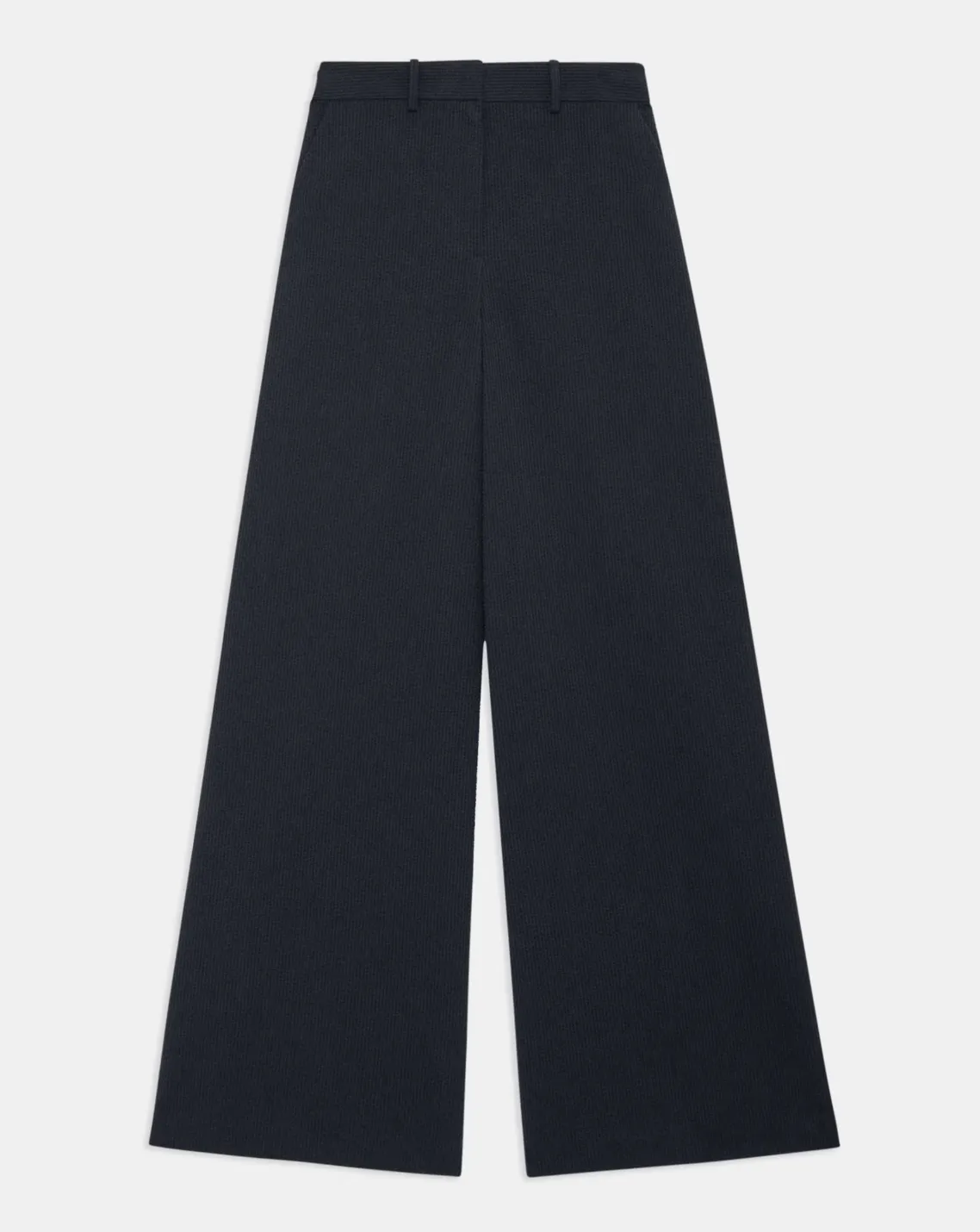 Seersucker High-Waist Wide-Leg Pant - Navy