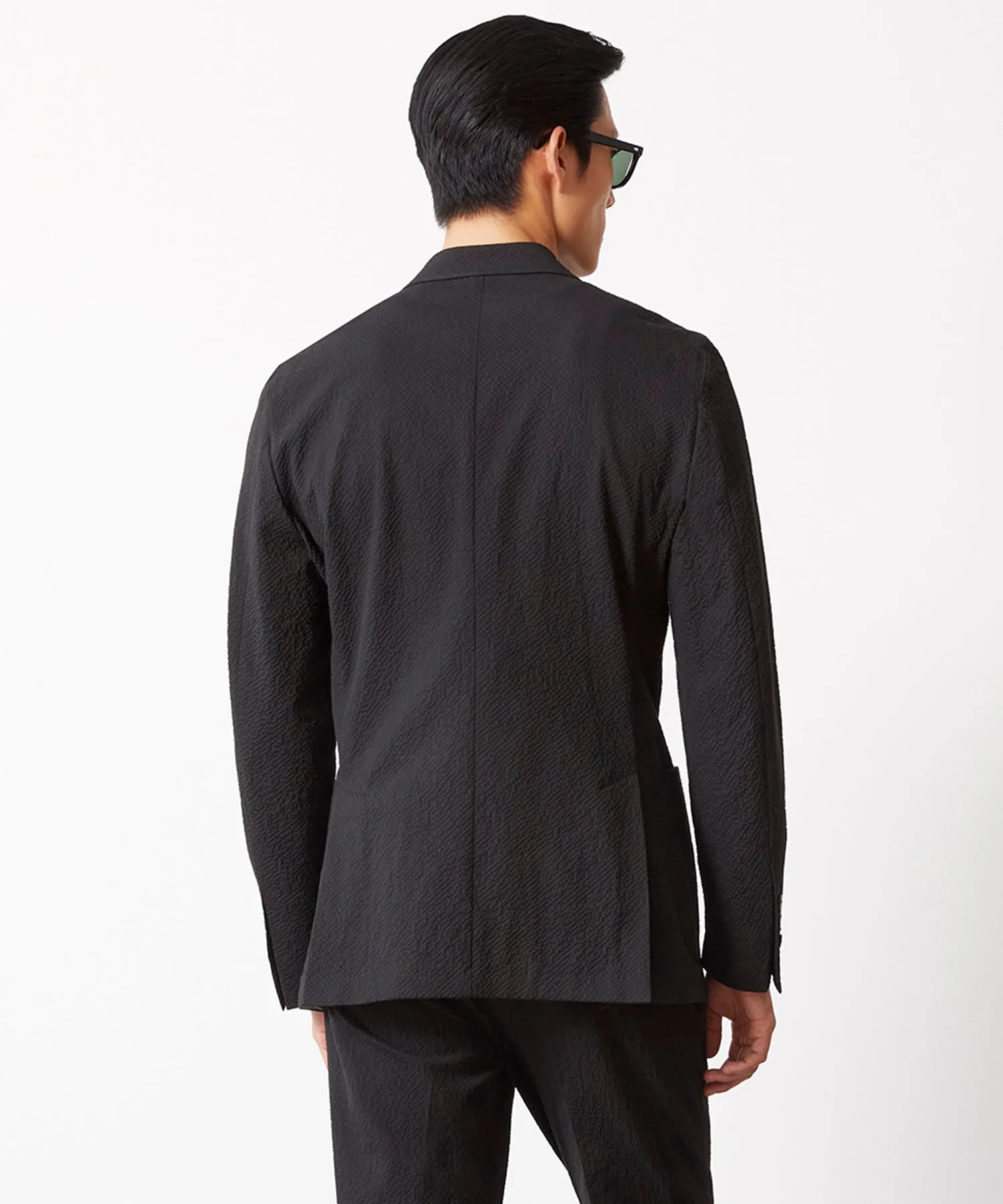 Seersucker Madison Suit Jacket in Black