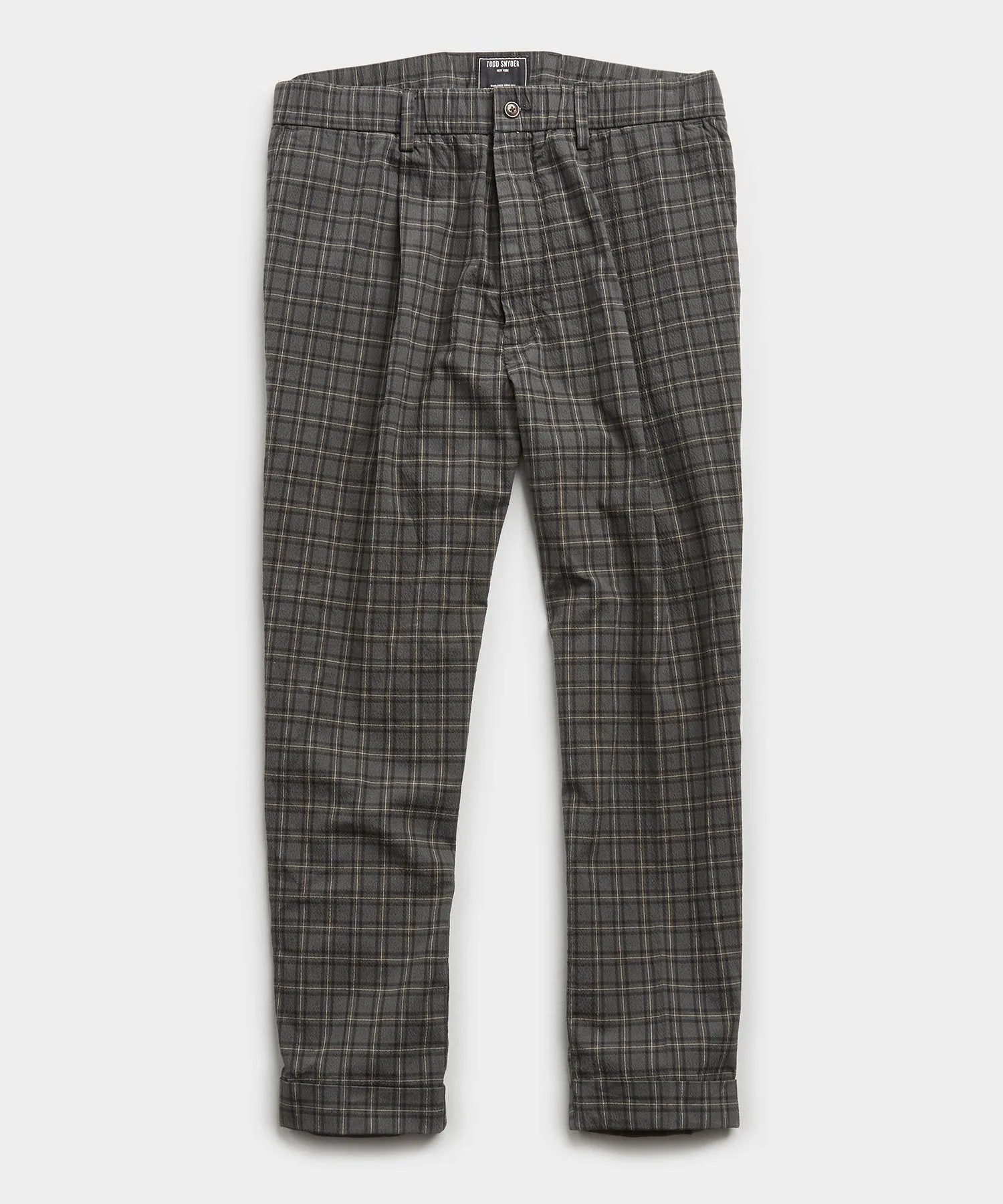 Seersucker Tartan Pleated Relaxed Trouser