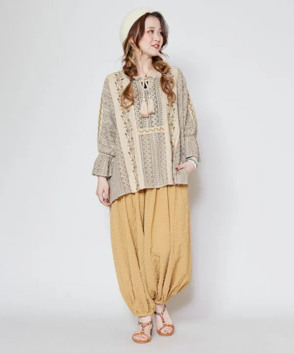 Seersucker Textured Harem Pants