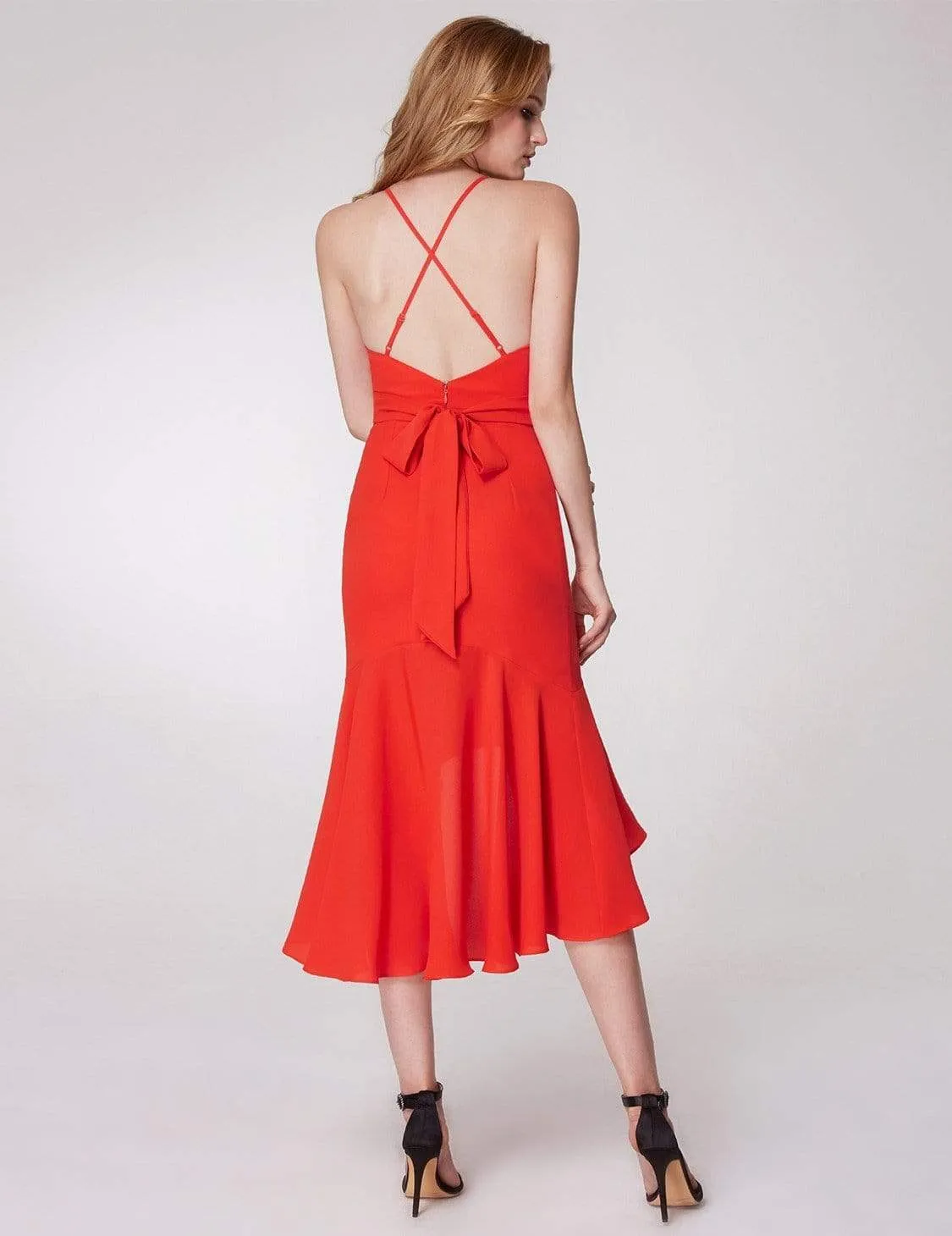 Sexy Orange Open Back High Low Party Dress