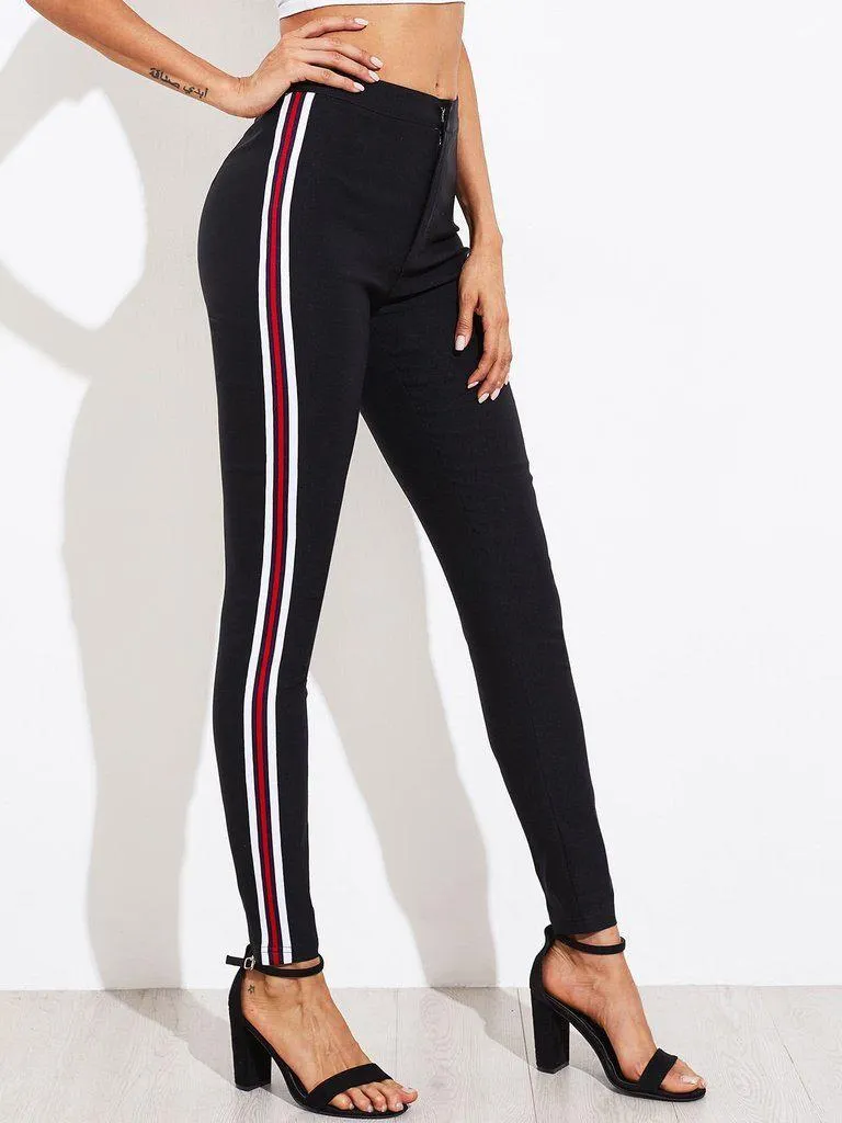 Side Striped Skinny Pants