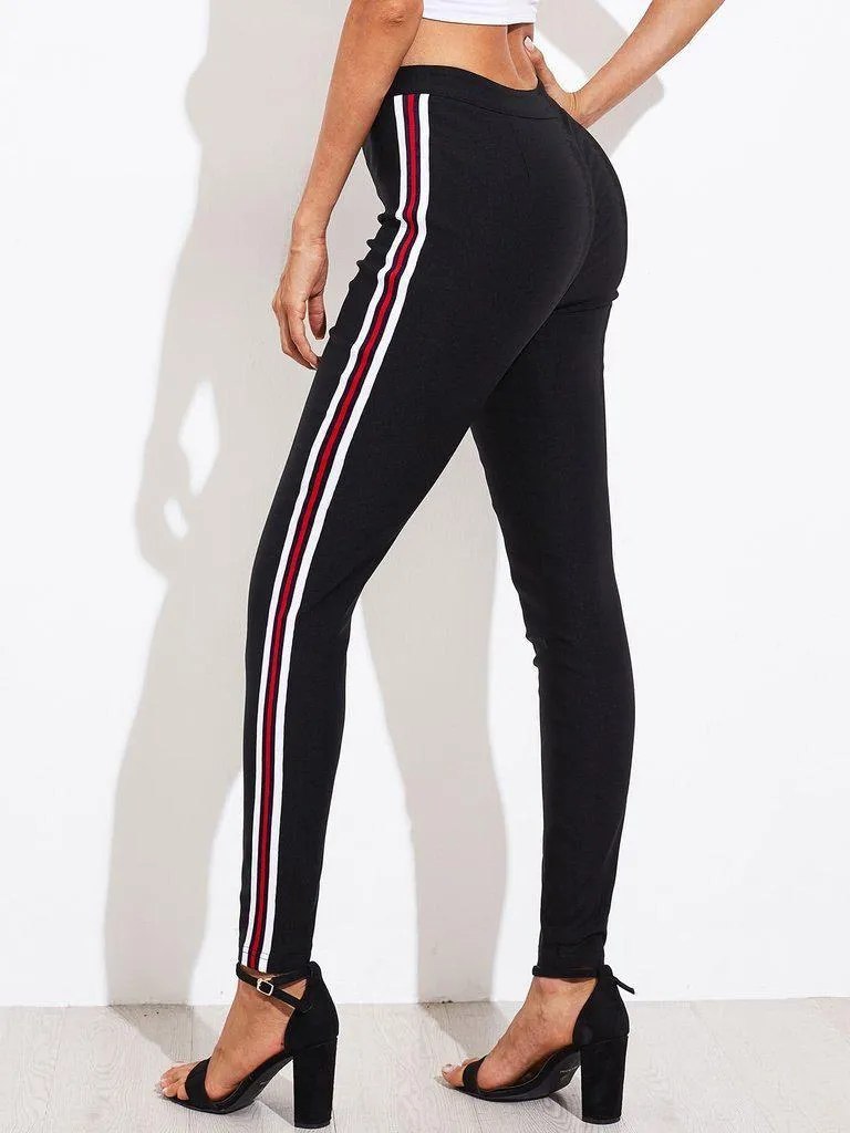 Side Striped Skinny Pants