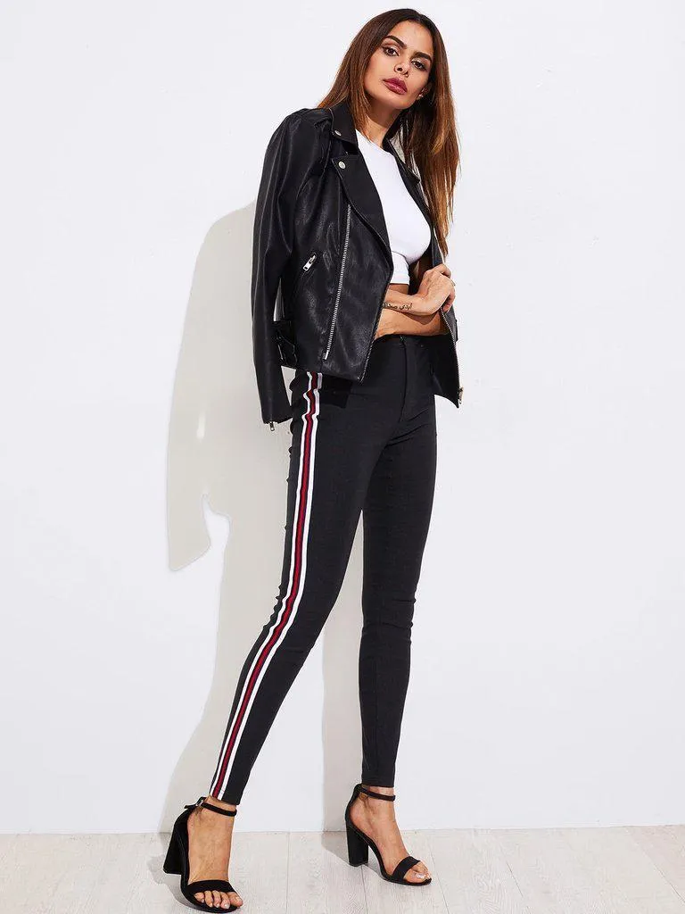 Side Striped Skinny Pants