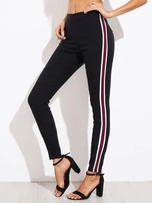 Side Striped Skinny Pants