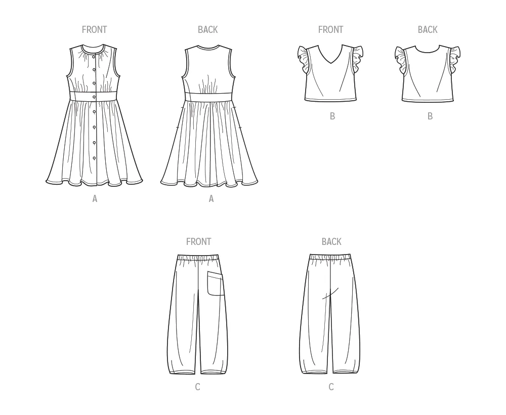 Simplicity Sewing Pattern S9761 CHILDREN'S AND GIRLS' DRESS, TOP AND PANTS