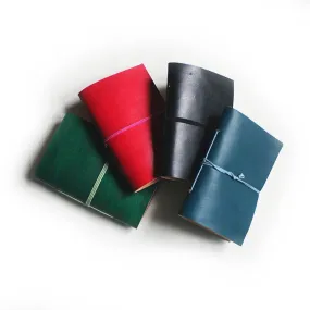 Small Coloured Plain Leather Notebook with Tie