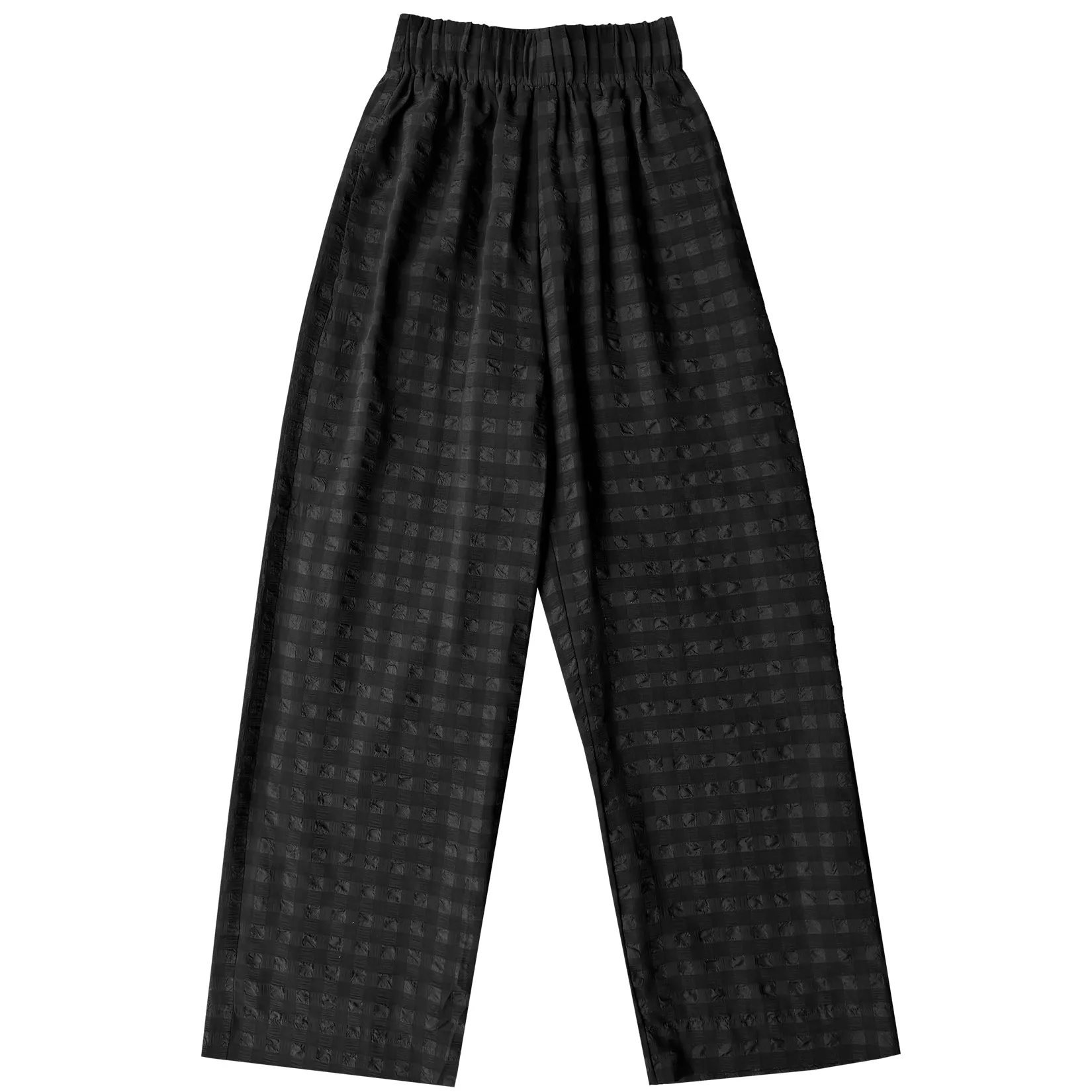 STRAIGHT LEG ELASTIC PANT - BLACK CHECK