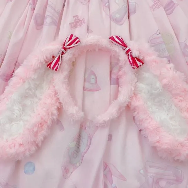 Strawbunny Ear Plush Headband