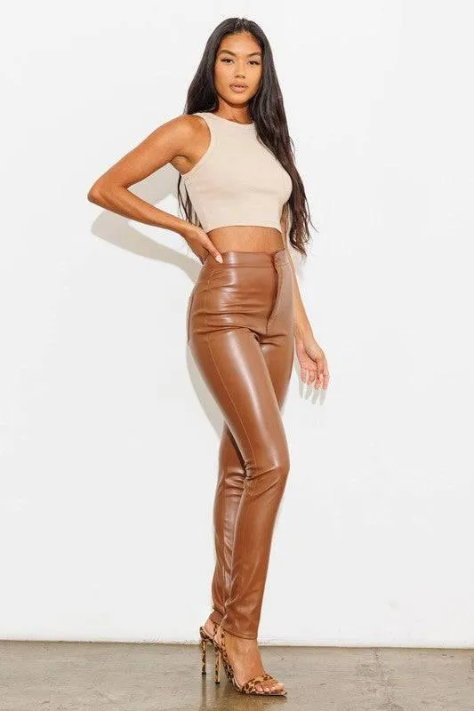 Stretch vegan leather skinny pants