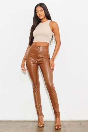 Stretch vegan leather skinny pants