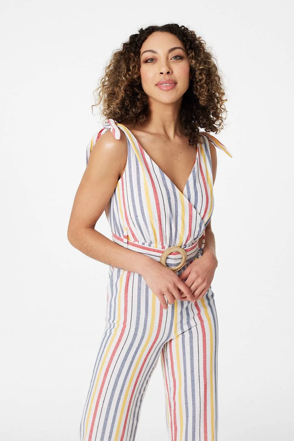 Striped Tie Waist Jumpsuit