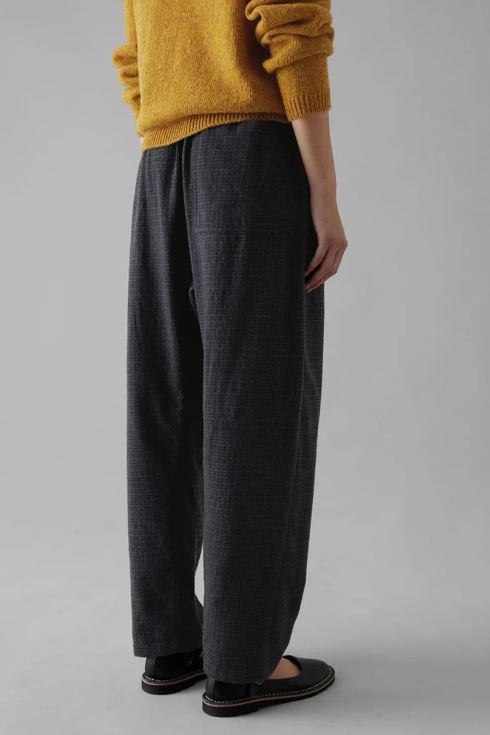 Suki Wool Cotton Seersucker Check Trousers, Carbon