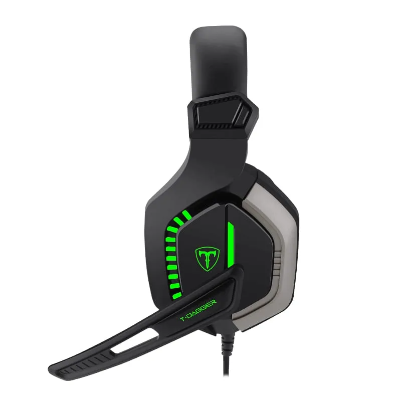 T-Dagger Eiger 2 X 3.5Mm (Mic And Headset)   Usb (Power Only) |Mute   Volume Buttons|Green Backlighting Over-Ear Gaming Headset - Black