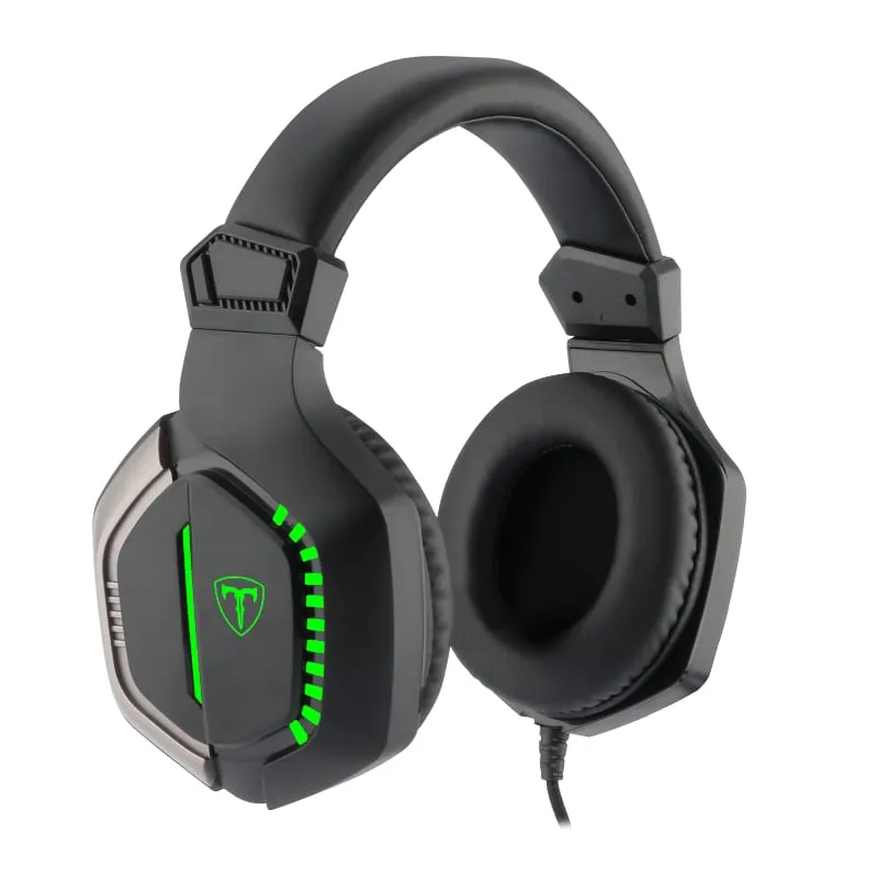 T-Dagger Eiger 2 X 3.5Mm (Mic And Headset)   Usb (Power Only) |Mute   Volume Buttons|Green Backlighting Over-Ear Gaming Headset - Black