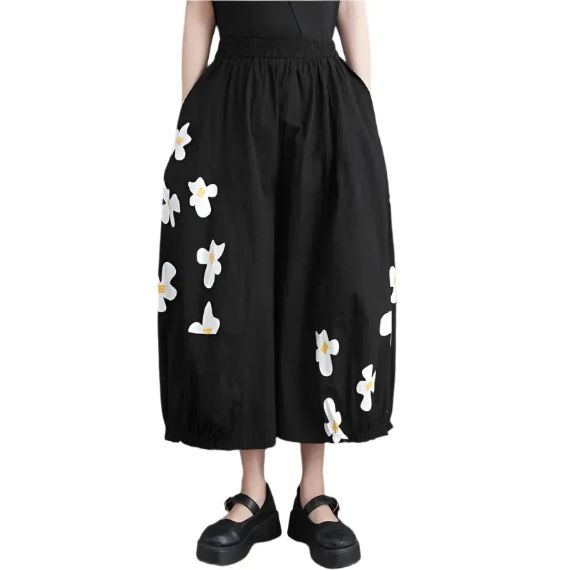 TEEK - Black Floral Wide Leg Baggy Pants