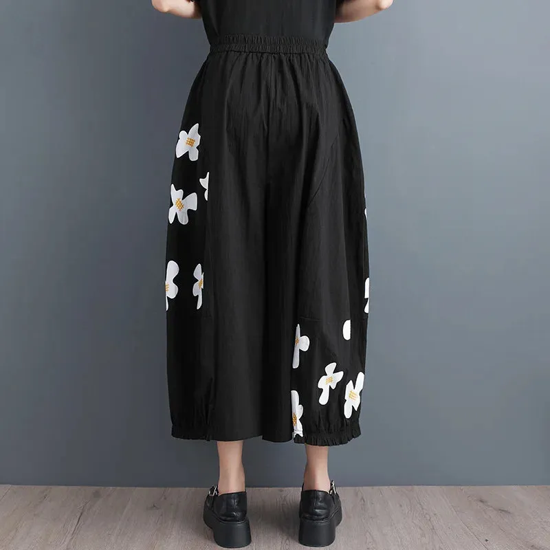 TEEK - Black Floral Wide Leg Baggy Pants