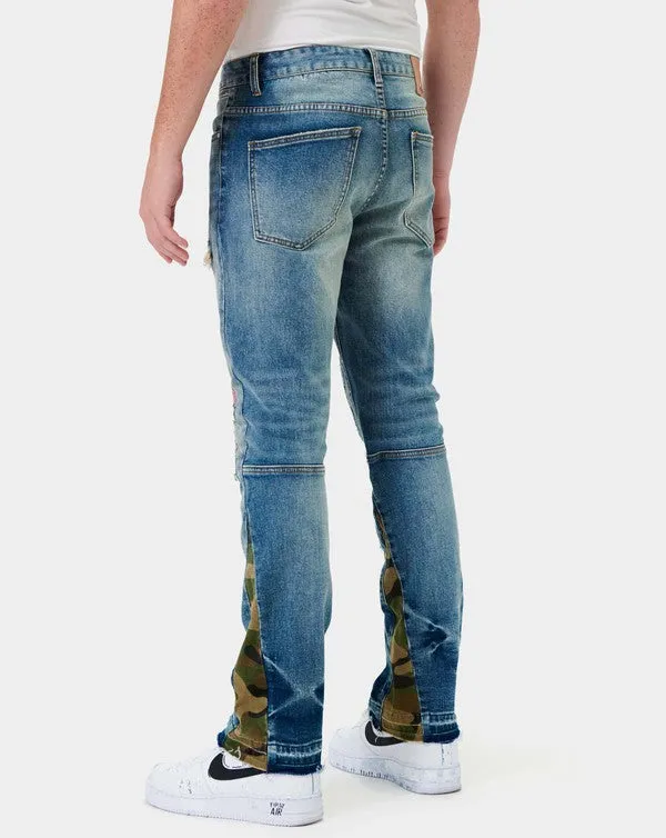 TEEK - Heavy Rip & Repair Slim Straight Denim