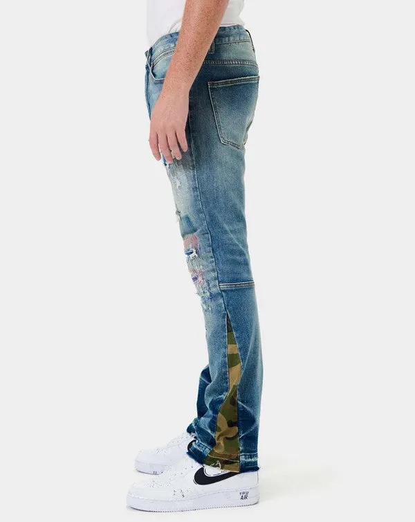 TEEK - Heavy Rip & Repair Slim Straight Denim