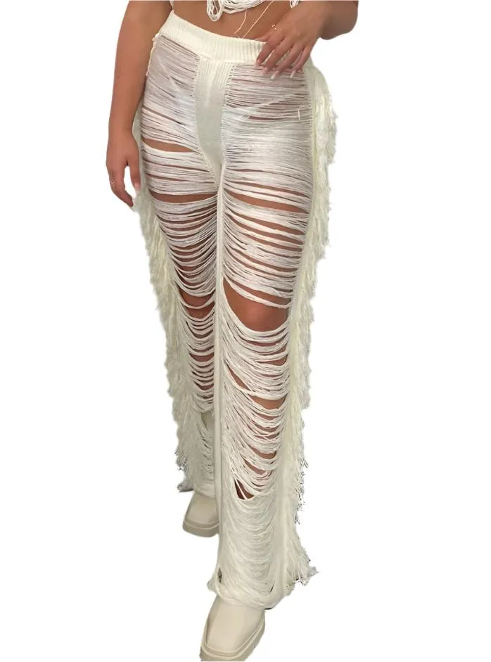 TEEK - Ripped Side Tassel Pants