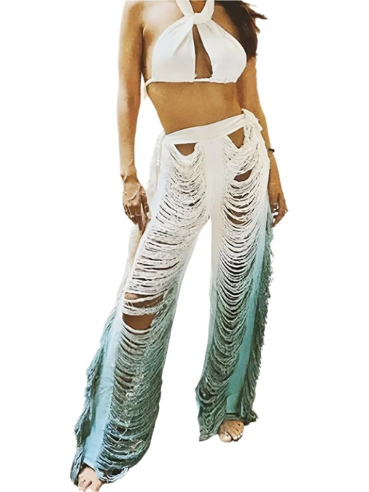 TEEK - Ripped Side Tassel Pants