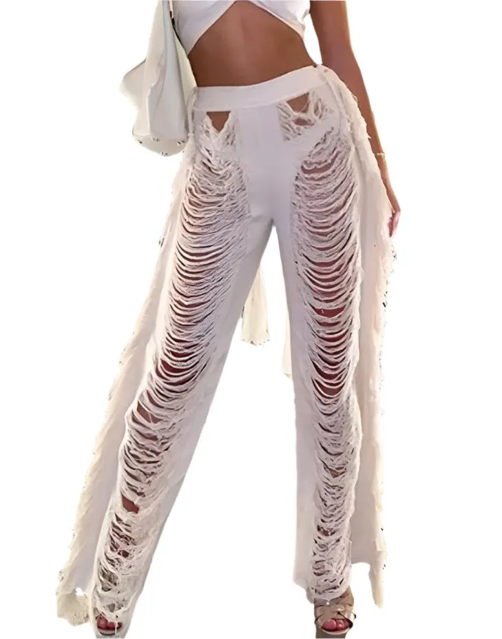 TEEK - Ripped Side Tassel Pants