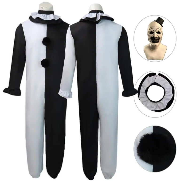 Terrifier 2 Art the Clown Halloween Costume Jumpsuit Halloween Scary Mask Becostume