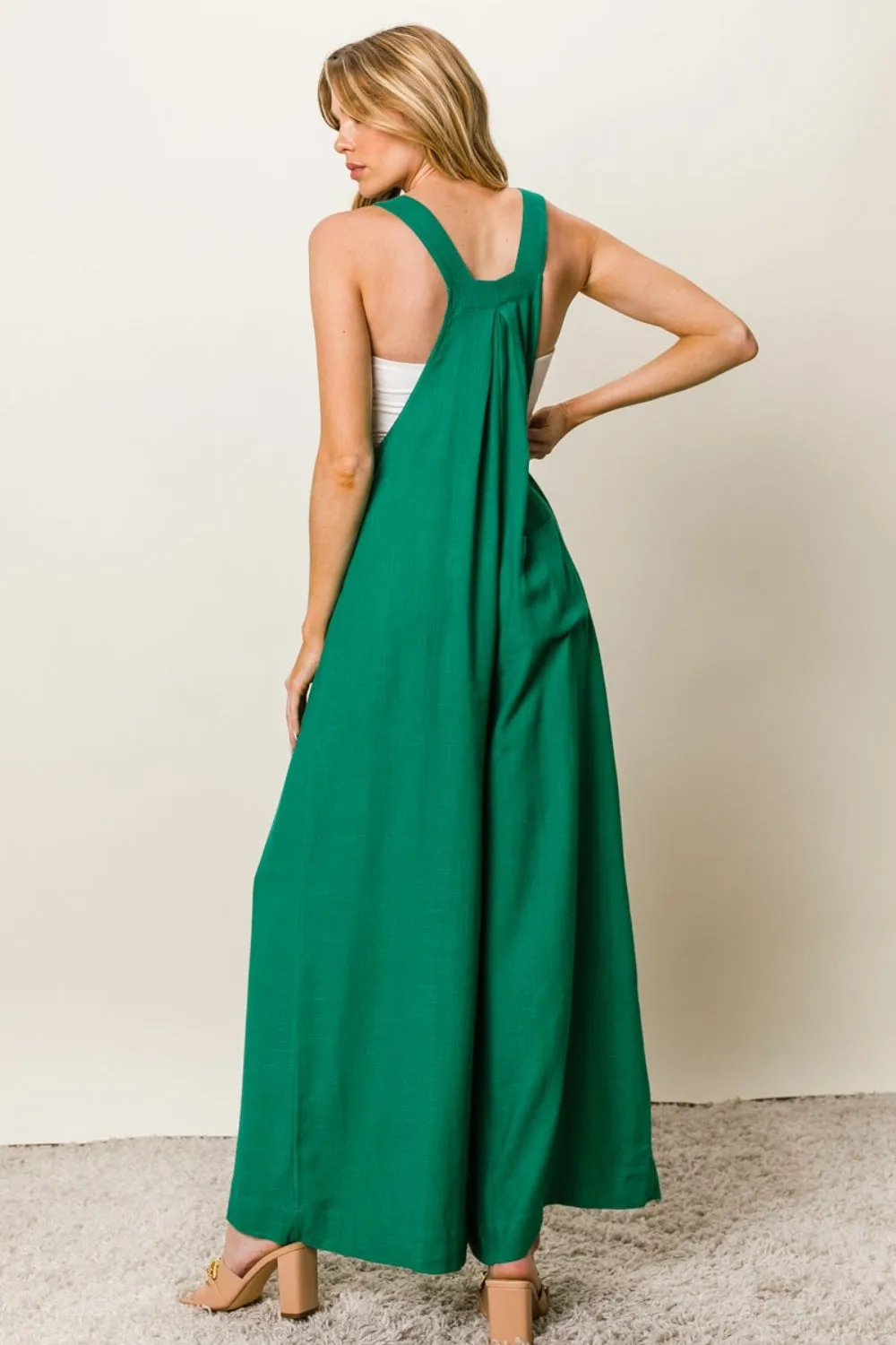 Texture Sleeveless Wide Leg Jumpsuit