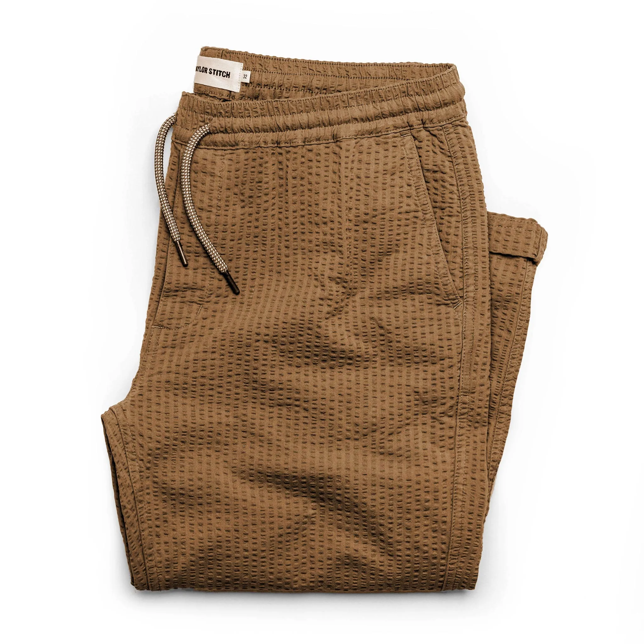 The Après Pant in British Khaki Seersucker