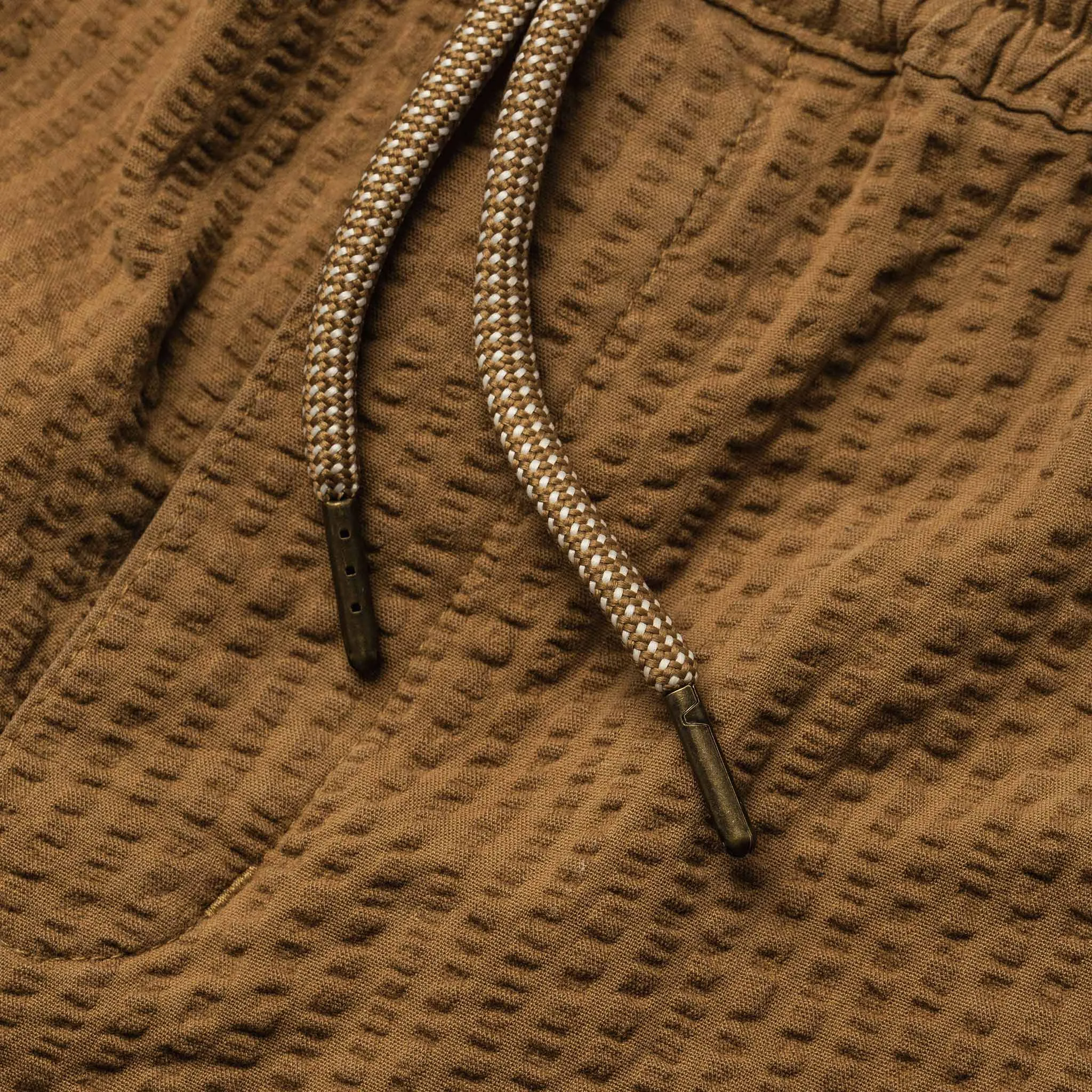 The Après Pant in British Khaki Seersucker