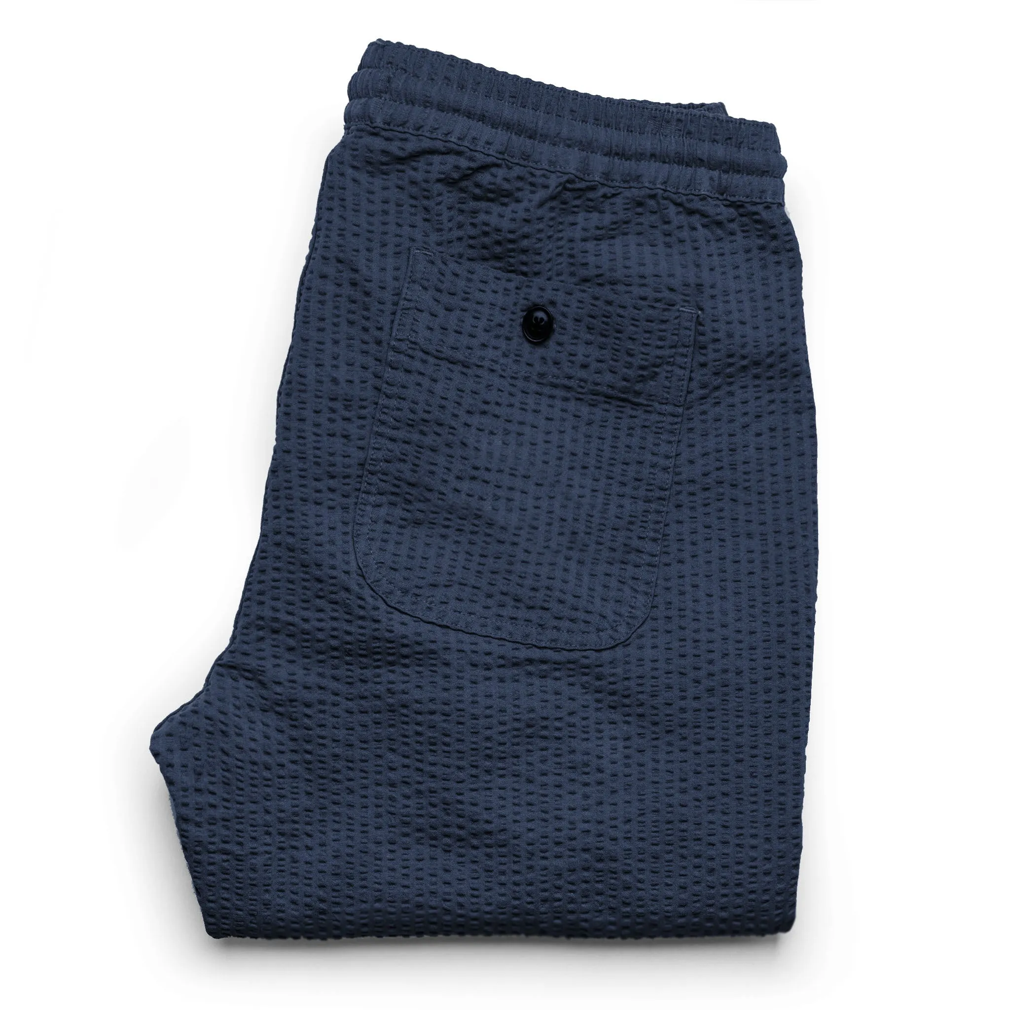 The Après Pant in Navy Seersucker