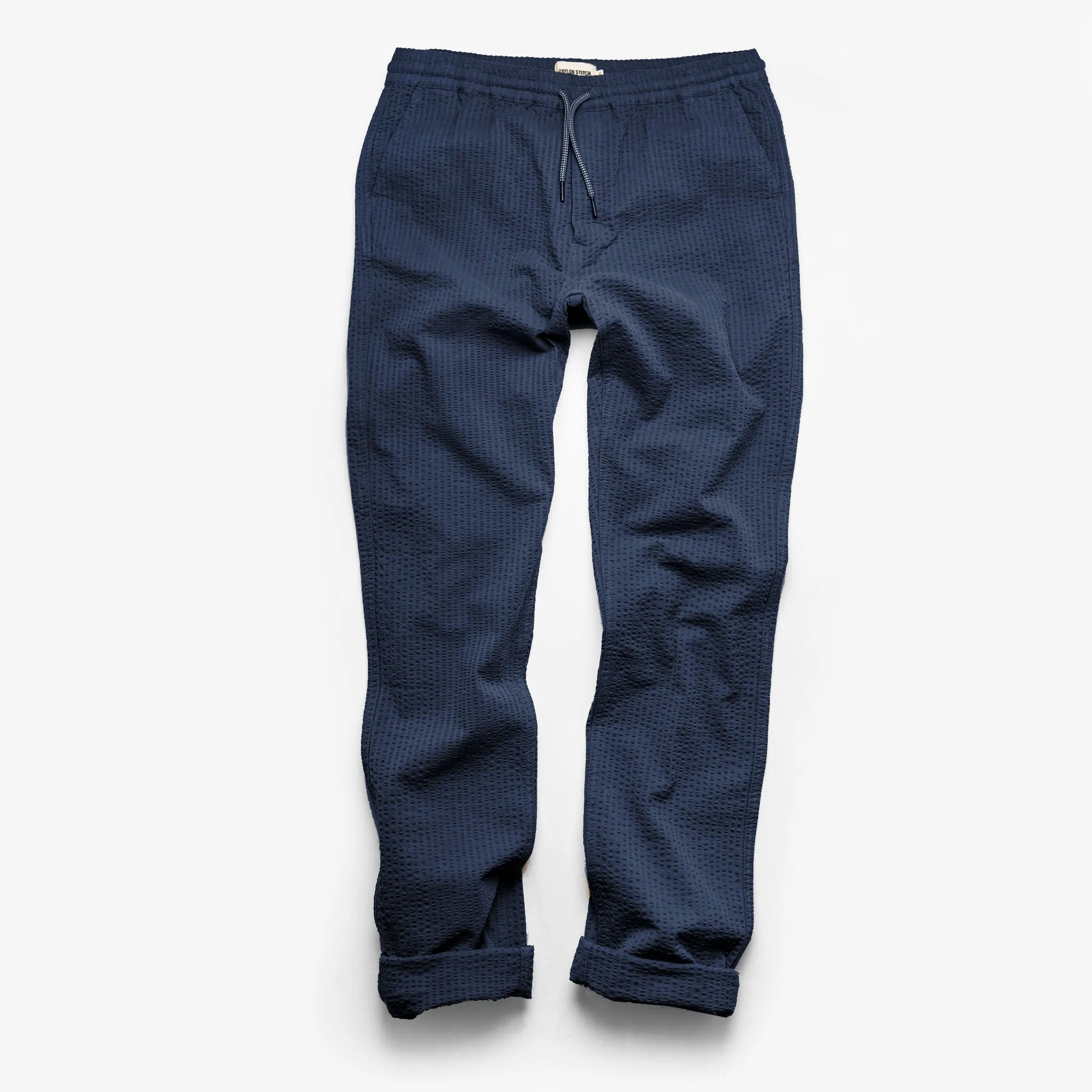 The Après Pant in Navy Seersucker