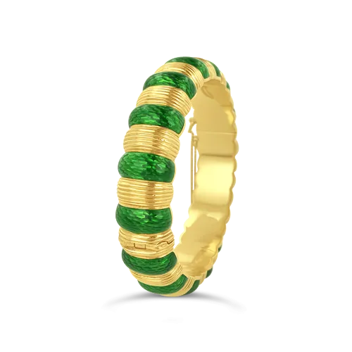 Tiffany Gold & Green Enamel Estate Bangle Bracelet