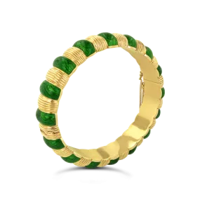 Tiffany Gold & Green Enamel Estate Bangle Bracelet