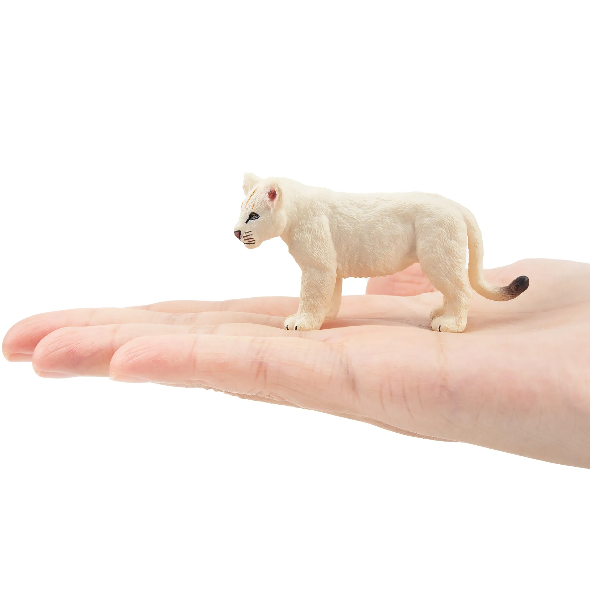 Toymany Standing White Lion Cub Figurine Toy