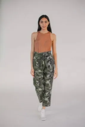 Trouser High Waisted Pants-Camo