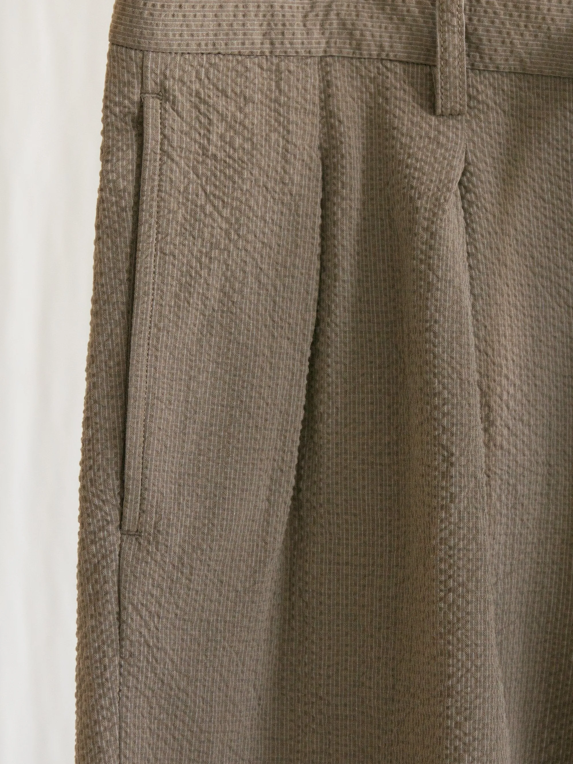 Two Pleats Travel Trousers - Beige x Gray