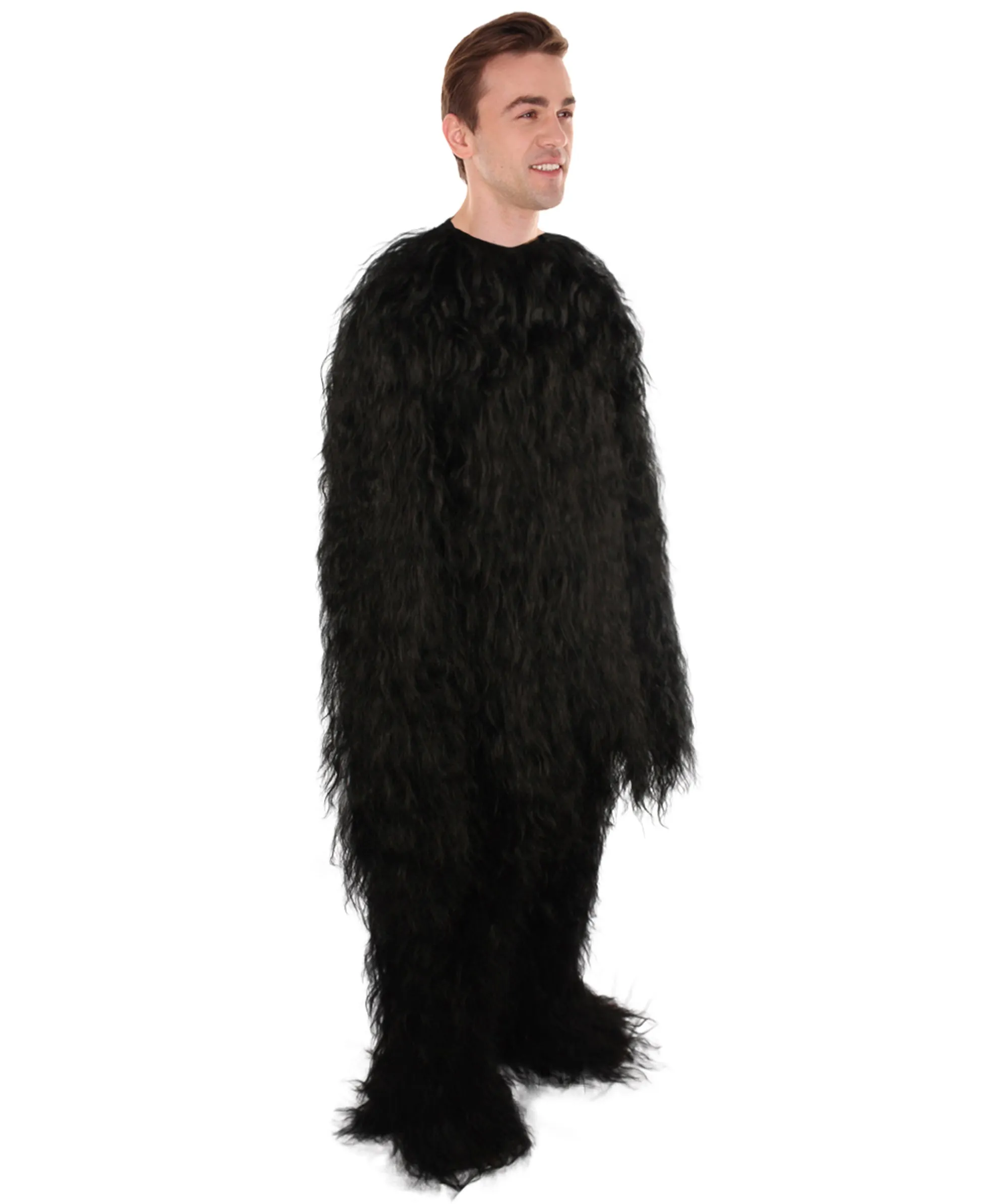 Unisex Hairy Warrior Ape Military Leader Resistance Fighter Yeti Costume (Black).