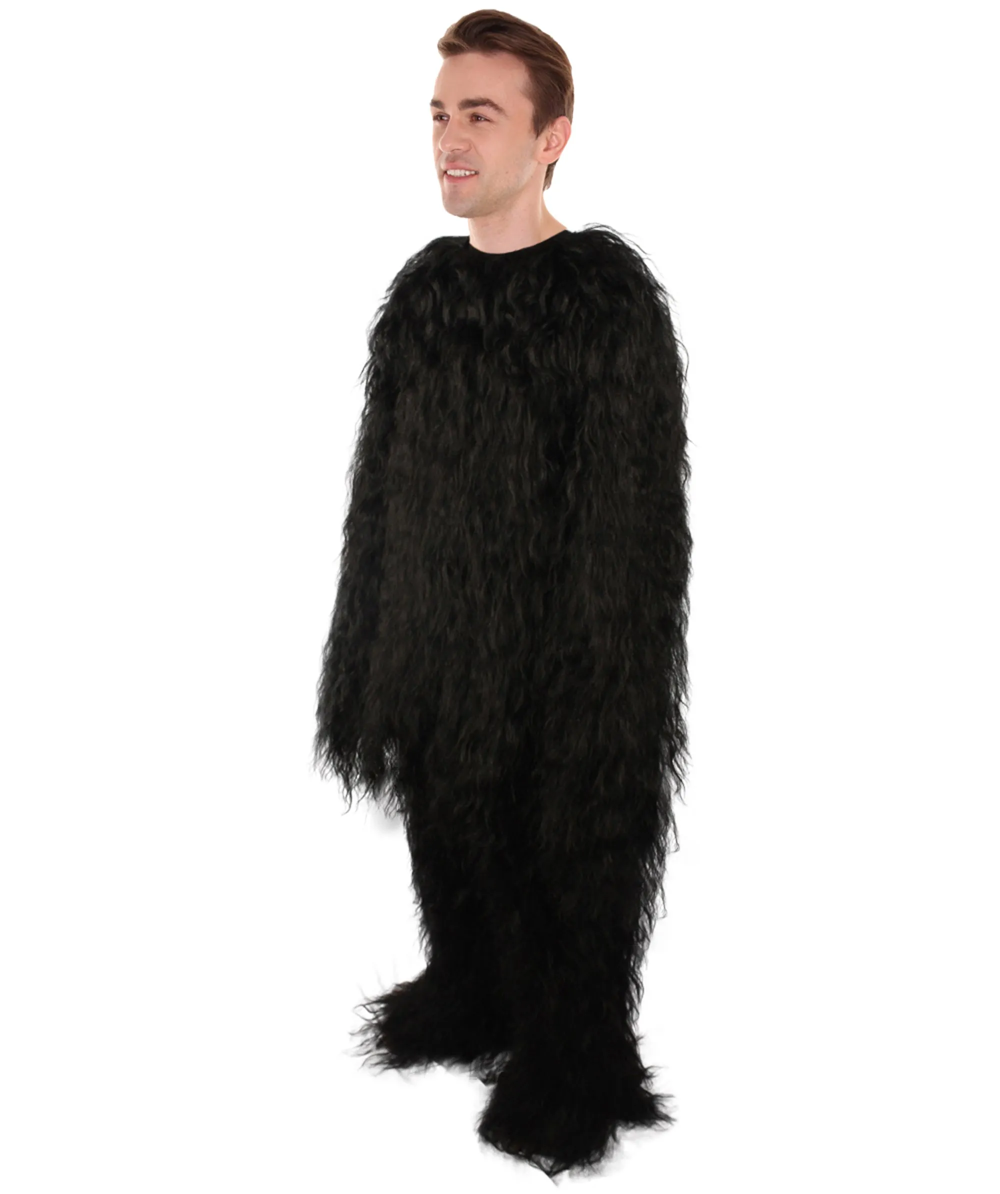 Unisex Hairy Warrior Ape Military Leader Resistance Fighter Yeti Costume (Black).