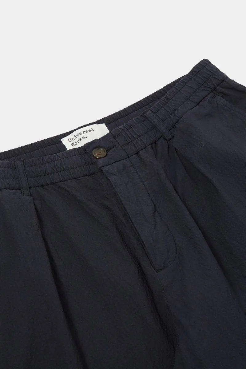 Universal Works Pleated Track Pant Seersucker II (Navy)