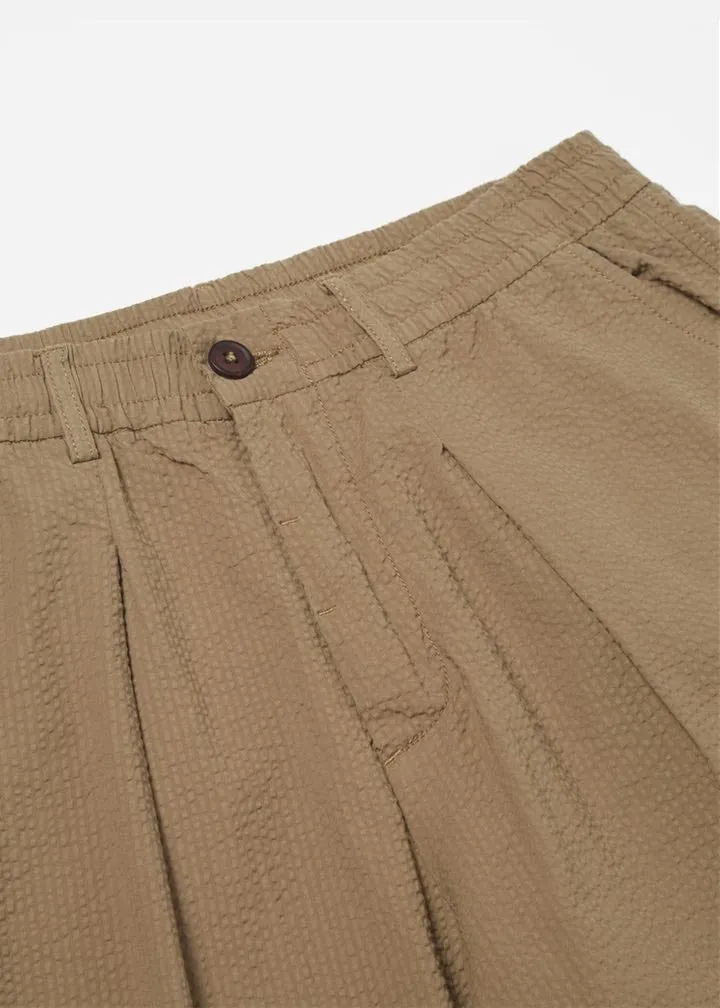 Universal Works Pleated Track Pants Olive Seersucker