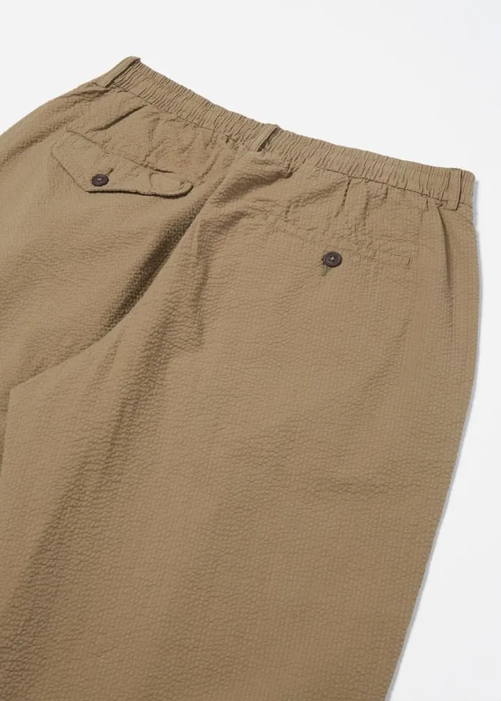 Universal Works Pleated Track Pants Olive Seersucker