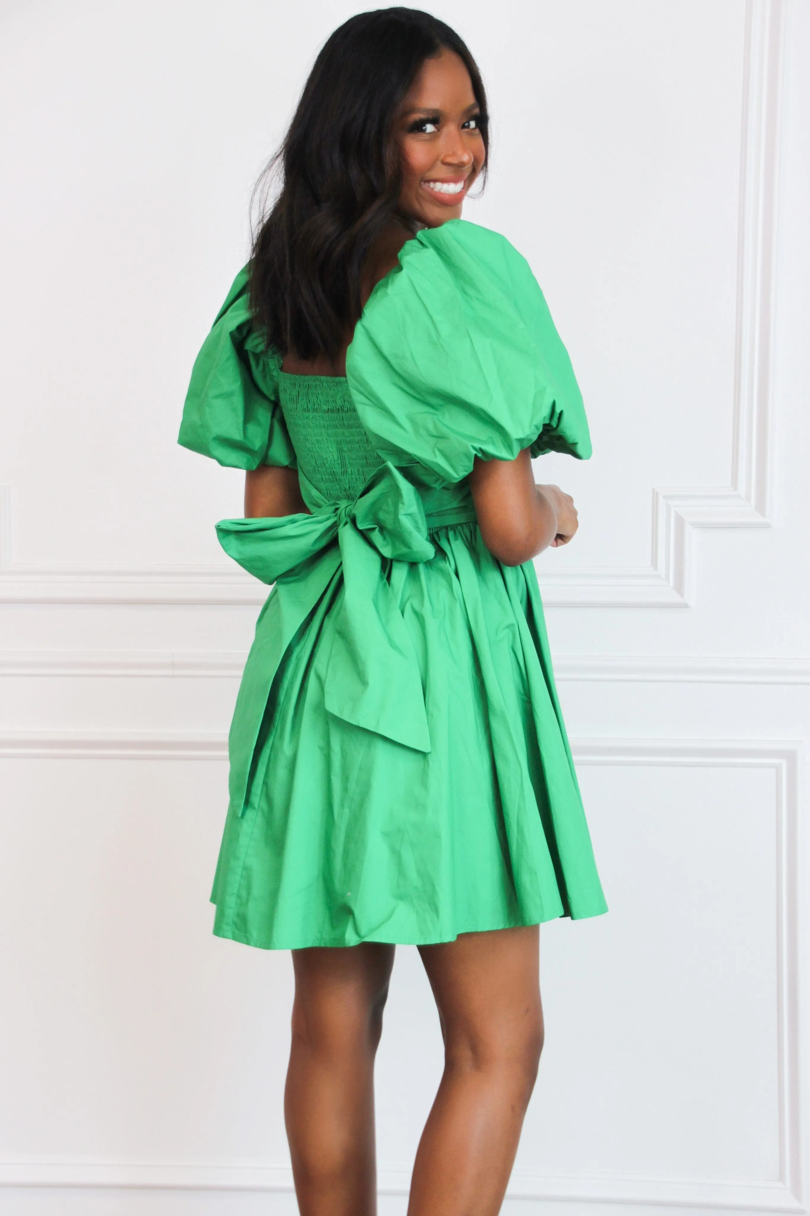 Unmistakeable Feeling Babydoll Dress: Kelly Green