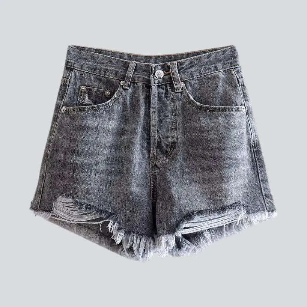 Urban straight distressed jean shorts