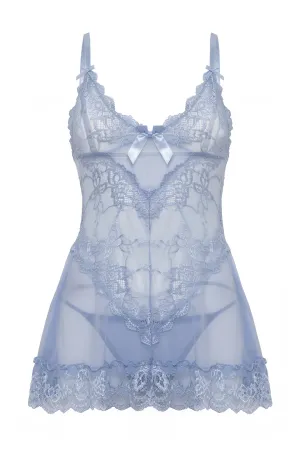 Valentine Lace Babydoll • Light Steel Blue