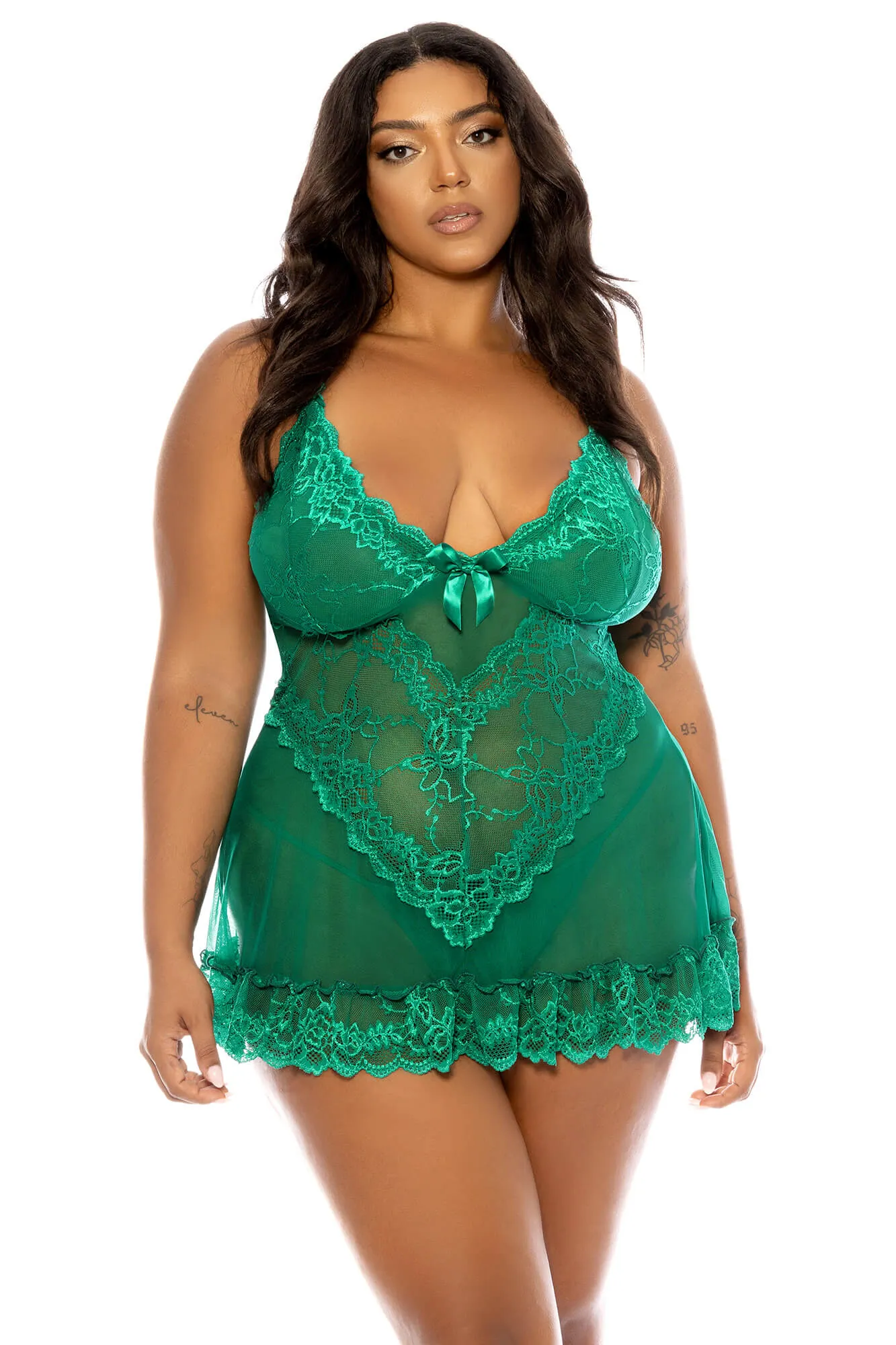 Valentine Lace Babydoll • Seagreen