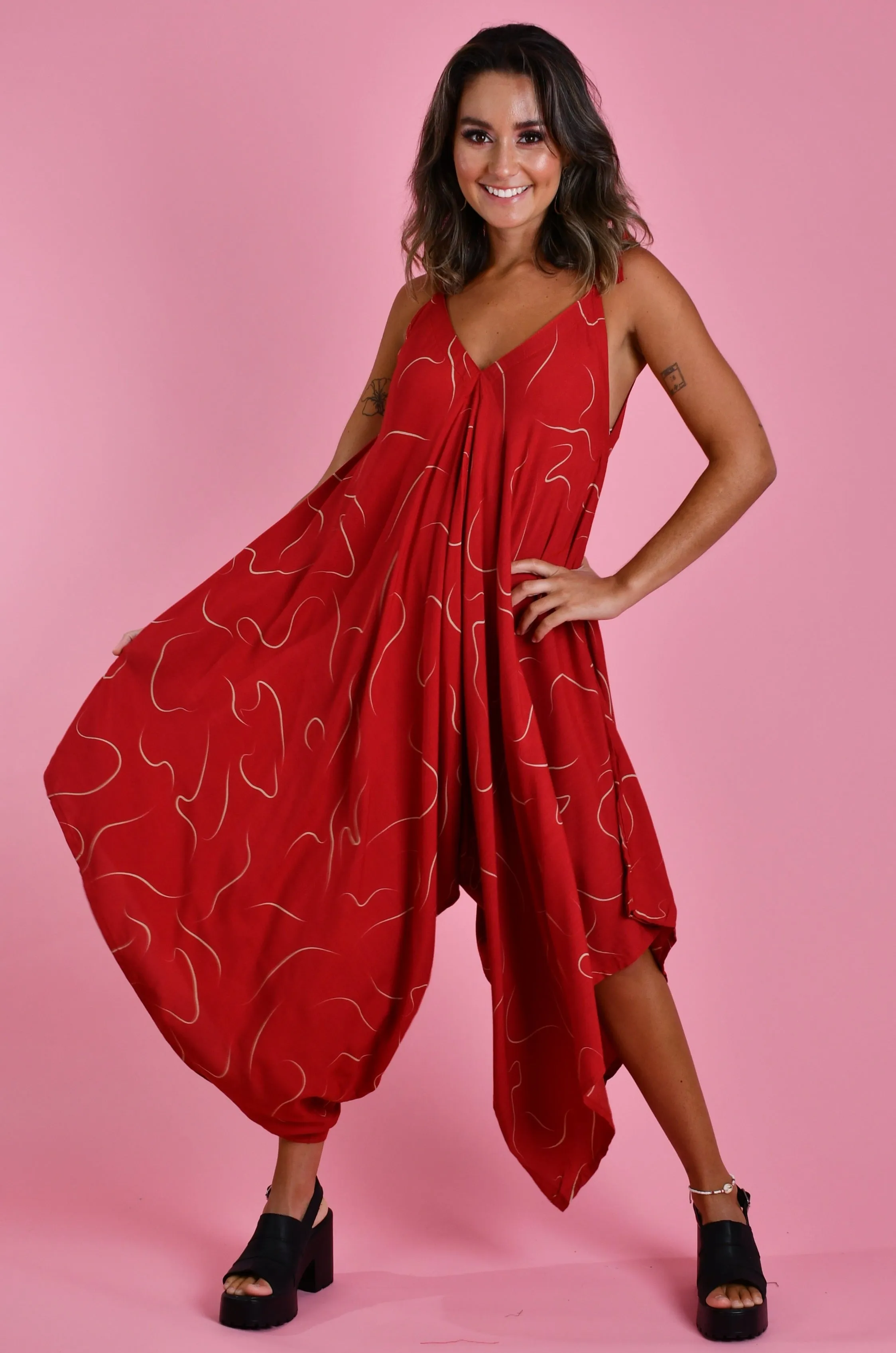 VBLJ006 - CHARLOTTE JUMPSUIT - SWIRL CHERRY