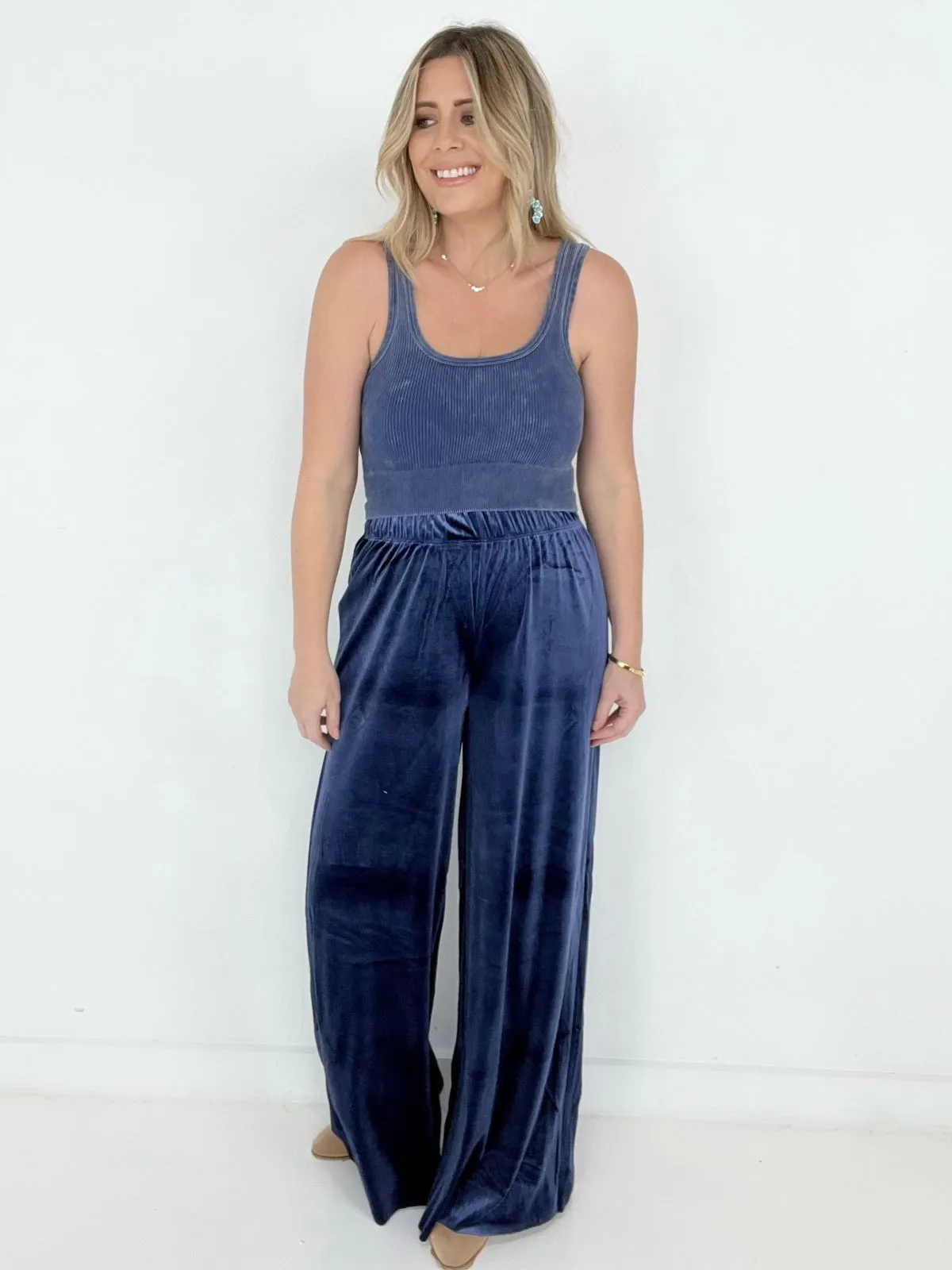 Velvet Wide Leg Pants - Available in 3 colors!