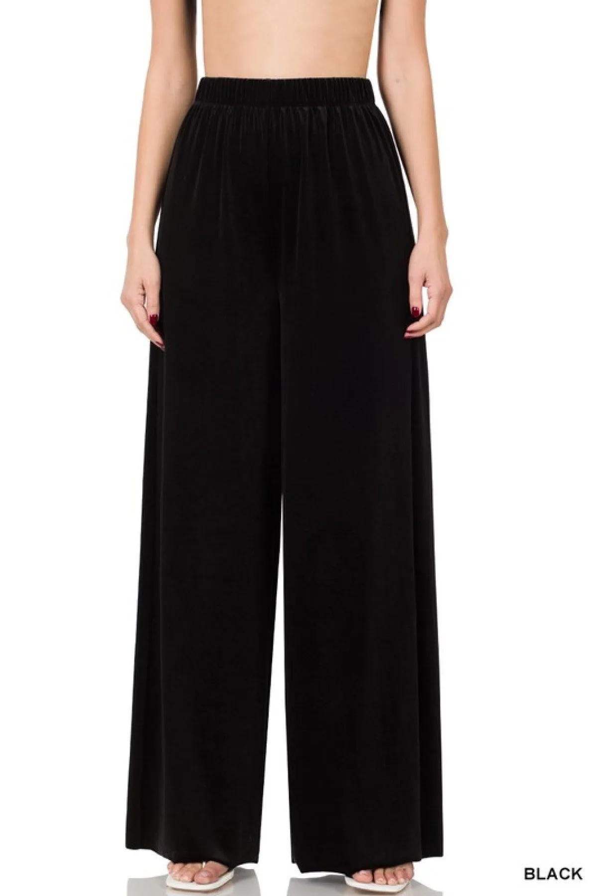 Velvet Wide Leg Pants - Available in 3 colors!