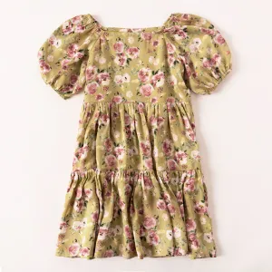 Watercolor Rose Babydoll Dress